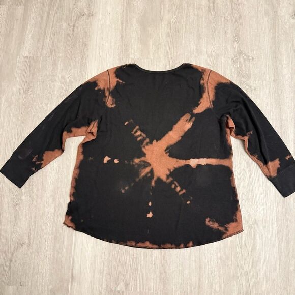 Hand Dyed Old Navy Black Reverse Tie Dye Thermal Long Sleeve Shirt Size 3X - Picture 3 of 4